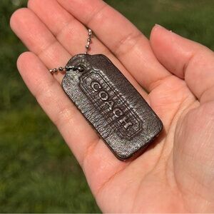 2.25" Medium Vintage Coach Leather Key Fob Bag Charm Keychain Hang Tag/Hangtag